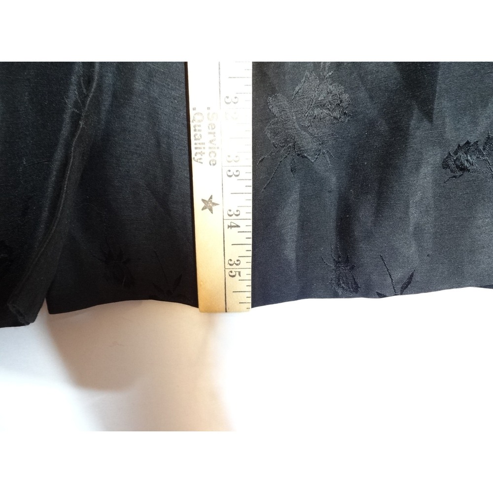90s Vintage Ann Taylor Sheath Dress Womens 12 Black Silk Linen Floral Cocktail - Picture 4 of 8
